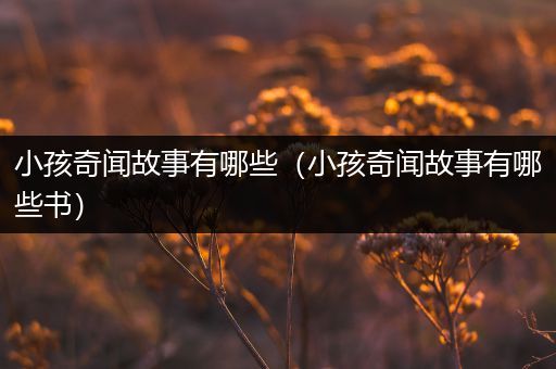 小孩奇闻故事有哪些（小孩奇闻故事有哪些书）