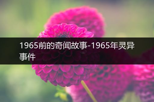 1965前的奇闻故事-1965年灵异事件