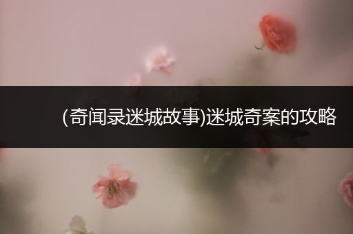 （奇闻录迷城故事)迷城奇案的攻略