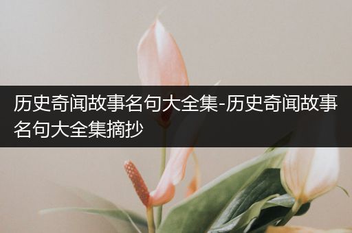 历史奇闻故事名句大全集-历史奇闻故事名句大全集摘抄