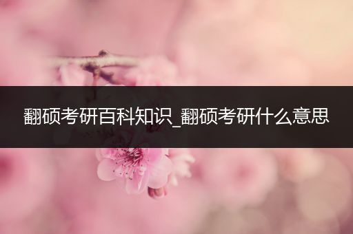翻硕考研百科知识_翻硕考研什么意思