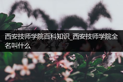 西安技师学院百科知识_西安技师学院全名叫什么
