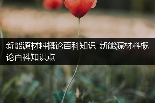 新能源材料概论百科知识-新能源材料概论百科知识点