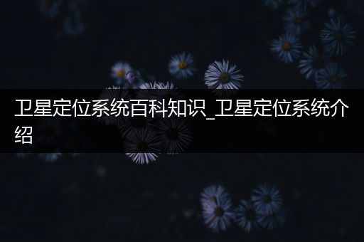 卫星定位系统百科知识_卫星定位系统介绍