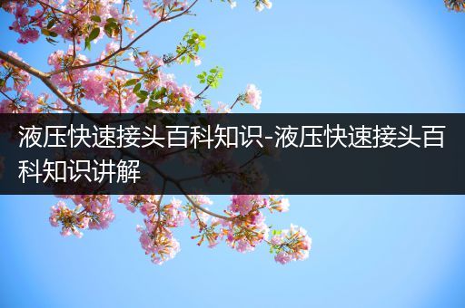 液压快速接头百科知识-液压快速接头百科知识讲解
