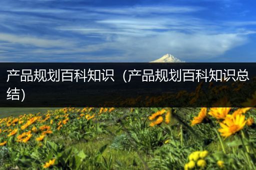 产品规划百科知识（产品规划百科知识总结）