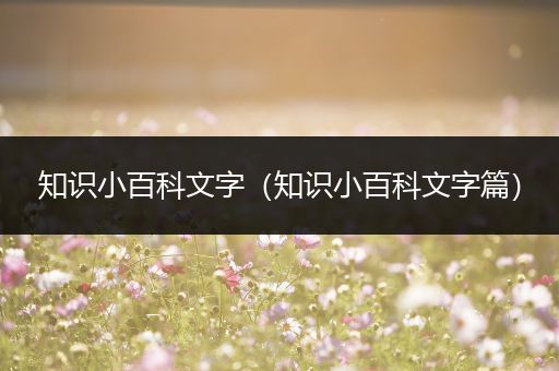 知识小百科文字（知识小百科文字篇）