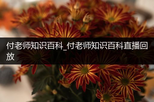 付老师知识百科_付老师知识百科直播回放