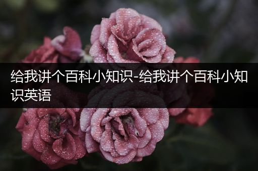 给我讲个百科小知识-给我讲个百科小知识英语