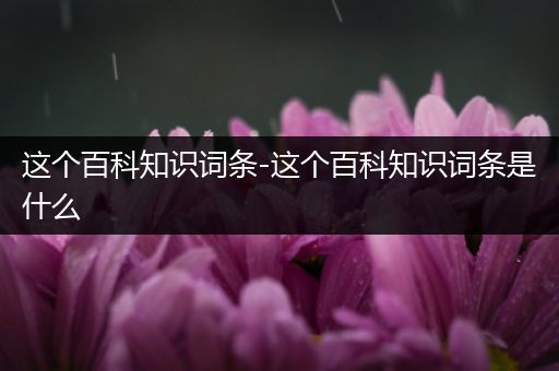 这个百科知识词条-这个百科知识词条是什么