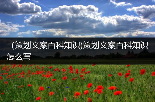 （策划文案百科知识)策划文案百科知识怎么写