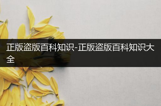正版盗版百科知识-正版盗版百科知识大全