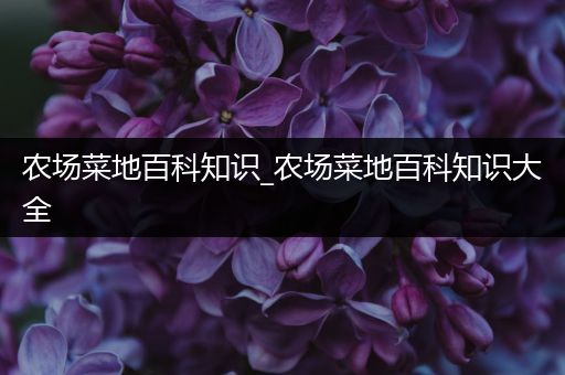 农场菜地百科知识_农场菜地百科知识大全